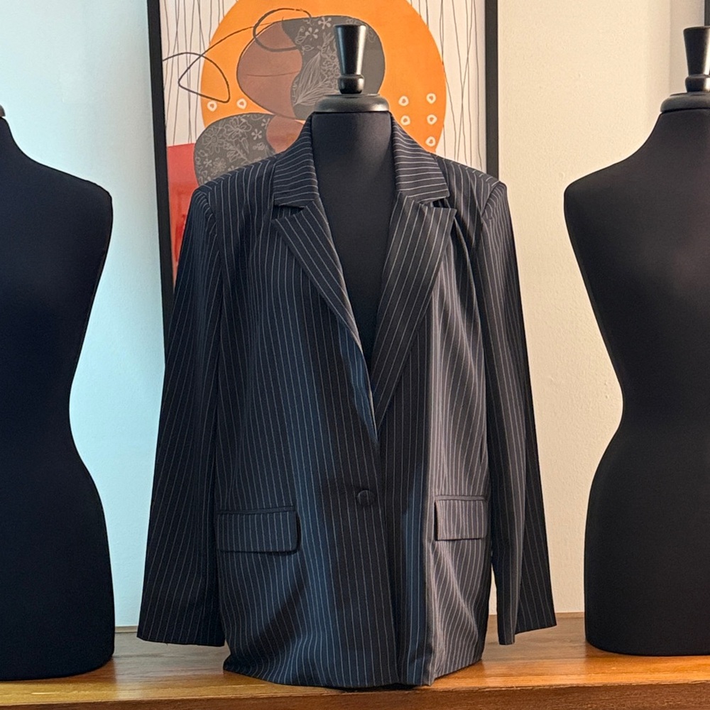 Navy Pinstripe Blazer